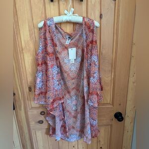 Beautiful Sheer Laundry By Shelli Segal Swim Coverup - Tangerine One Size NWT